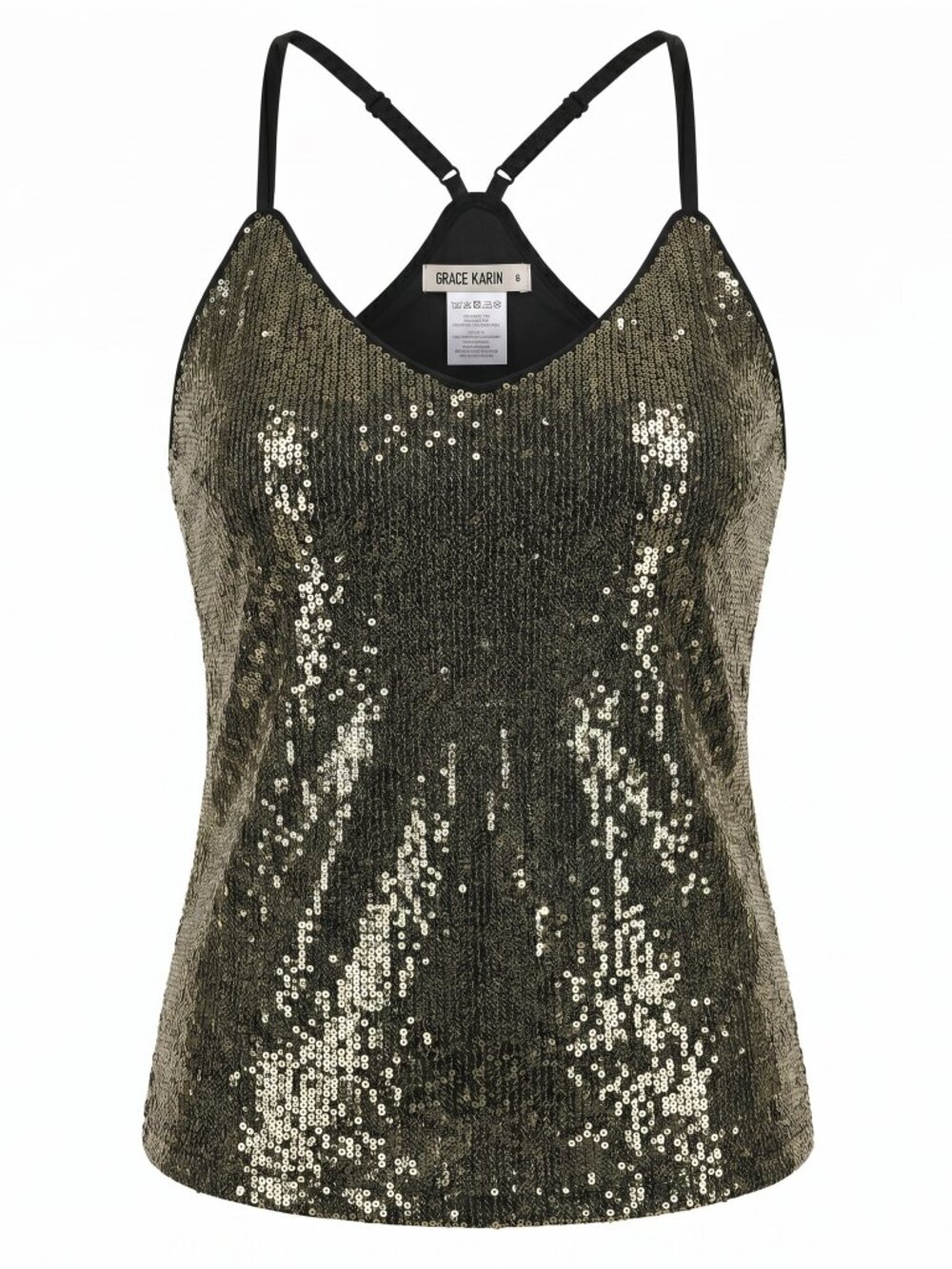 Grace Karin Gold Sequin & Black Tank